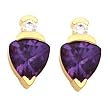 14K Yellow Gold Amethyst and Diamond Earrings