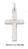 Sterling Silver Small DC Cross Center Flower And Vine Charm