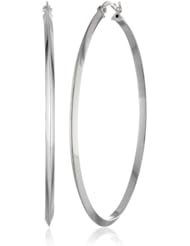 Sterling Silver 2" Edged Hoop Earrings