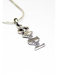 Phi Sigma Sigma Sterling Silver Lavaliere set with Lab-Created Diamonds