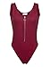 Blooming Jelly Women's Stretch Lace up Tank Leotard Bodysuit Jumpsuit (S, Wine Red)