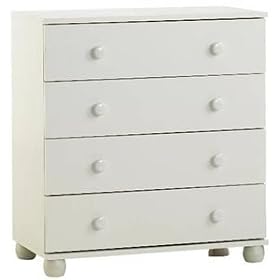 Chest of Drawers White Veneer Finish 4 Drawer Metal Runners