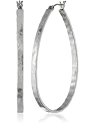 Lucky Brand Medium Silver-Tone Oblong Hoop Earrings
