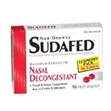 Sudafed Non-Drowsy Maximum Strength Nasal Decongestant, 30 mg Tablets, 96 Ea