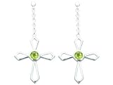 1.25 Ct.T.W. Genuine Round Peridot in Sterling Silver Rhodium Finish Cross Earrings