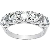 14K White Gold Created Moissanite Anniversary Band Ring