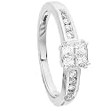 Eighteen Carat White Gold Diamond Cluster Ring with Diamond Set Shoulders.