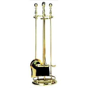 5 Pc. Solid Brass Fireset With Ball Handle by UniFlame