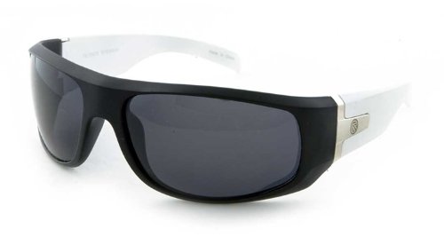 Filtrate Eyewear HALOGEN Sunglasses- Matte Black/White with Grey Polarized Lenses 00