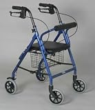 Small rollator - Burgundy color . This Petit walker is perfect For a person 4' 9 to 5' 2 and it has Weight capacity: 250 lbs, Handles are adjustable for different heights, Removable basket fits under the seat, Locking hand brakes.
