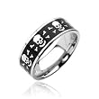 316L Surgical Stainless Steel Rings - Black with Laser Ingraved Skull with Bones - Size: 9-13 316L Surgical Stainless Steel Rings - Black with Laser Ingraved Skull with Bones - Size: 9-13