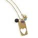 Heart Tag Charm Necklace with Amethyst Quartz Black Onyx 14K Gold on Sterling Silver