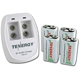 Tenergy TN141 2 Bay 9V Smart Charger with 4 pcs Centura Low Self-discharge 9V NiMH Rechargeable Batteries