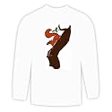 Long Sleeve T-shirt with tree, squirrel, leaves, trunk, food, branch Small White