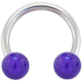 Purple MIRACLE BALL Horse Shoe Circular Barbell by Body Jewelry