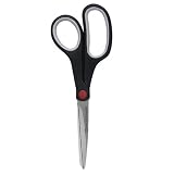 Westcott 13028 Soft Handle 8 Stainless Steel Straight Shears, 3 Cut, R/L Hand, Black Handle