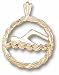 Swimmer in Circle Pendant - 10KT Gold Jewelry