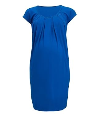 Maternity Blue Jersey Short Sleeve Dress