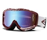 Smith Piston Graphic Motorcycle Goggles Red Paint By Number Frame w/Sensor Mirror Lens