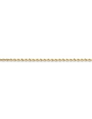 10k Yellow Gold 9in 2.25mm Handmade D/C Rope Chain. Metal Wt- 3.18g