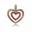 Ruby and Diamond Two Heart Pendant in Yellow Gold