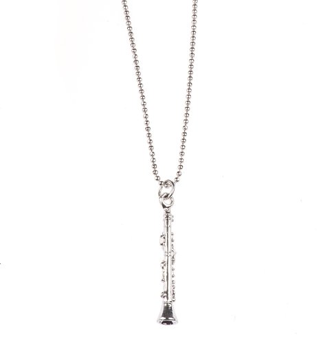 Women's Small Silver Plated Clarinet Pendant Necklace by Shagwear