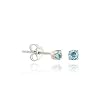 Sterling Silver .925 Genuine Blue Topaz Stone 3mm Small Prong Round Stud Earrings