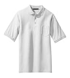 NEW Port Authority - Silk Touch Pique Knit Sport Shirt with Pocket White-XL