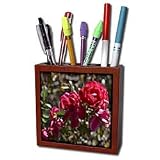 WhiteOak Photography Rose Prints - Red Roses - Tile Pen Holders-5 inch tile pen holder