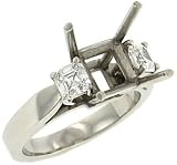 3 Stone Platinum Mounting 2-0.69cttw Assher Cut Diamonds