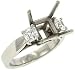 3 Stone Platinum Mounting 2-0.69cttw Assher Cut Diamonds