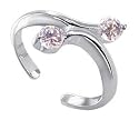 Sterling Silver Toe Rings with Two Clear CZ Toering