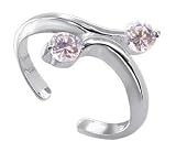 Sterling Silver Toe Rings with Two Clear CZ Toering