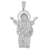 .925 Sterling Silver Hip Hop Cubic Zirconia Charm - Jesus