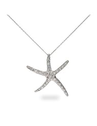 Sterling Silver Pave CZ Starfish Pendant