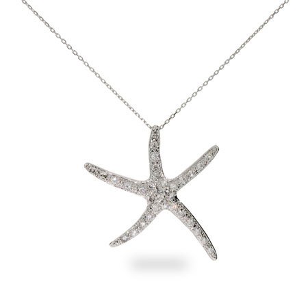 Sterling Silver Pave CZ Starfish Pendant