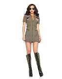 Leg Avenue Women's 2 Piece Top Gun Flight Zipper Front Dress With Aviator Glasses
