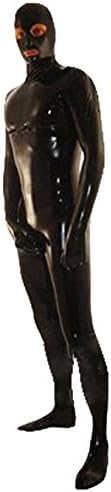 Howriis Men's Shiny Black Fullbody Latex Catsuit with Mouth and Eyes Open (XX-Large, Black)