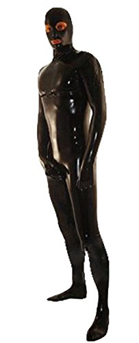 Howriis Men's Shiny Black Fullbody Latex Catsuit with Mouth and Eyes Open (XX-Large, Black)