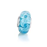 Bling Jewelry Turquoise Swirl 925 Sterling Silver Murano Glass Bead Troll Pandora Compatible