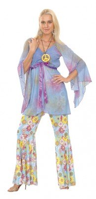 Patry-Partners 87306 Damen-Kostüm Hippie Woman Einheitsgröße -Hippie-Frau-70er-Jahre-Kostüm-