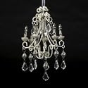 7.5" PLATINUM GLITTERED WIRE/SILVER PLATED CANDLE/BEADS CHANDELIER W/CLEAR DROPS ORNAMENT