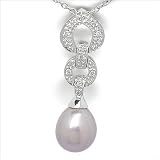 14K white gold Agatha Freshwater cultured pearl pendant