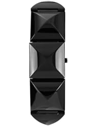 Vince Camuto Womens VC/5027BKBK Black Ion-Plated Covered Dial Pyramid Bracelet Watch
