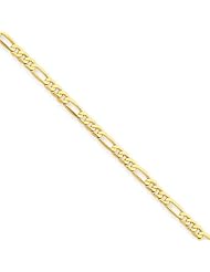 2.25mm, 14 Karat Yellow Gold, Flat Figaro Chain - 7 inch