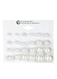 Set of 12 Graduated Pearl-Look Post Back Earrings