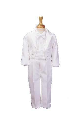 White Round Split Tail Tuxedo with Matte Satin Cummerbund & Bowtie