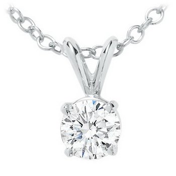 14K White-Gold 0.39 cttw Round Diamond Solitaire Pendant - Christmas
