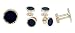 Gold plated and enamel cufflinks and shirt stud set with presentation box