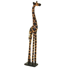 Pema Wooden GIRAFFE Decoration 80 cm TALL HAND PAINTED Afrika